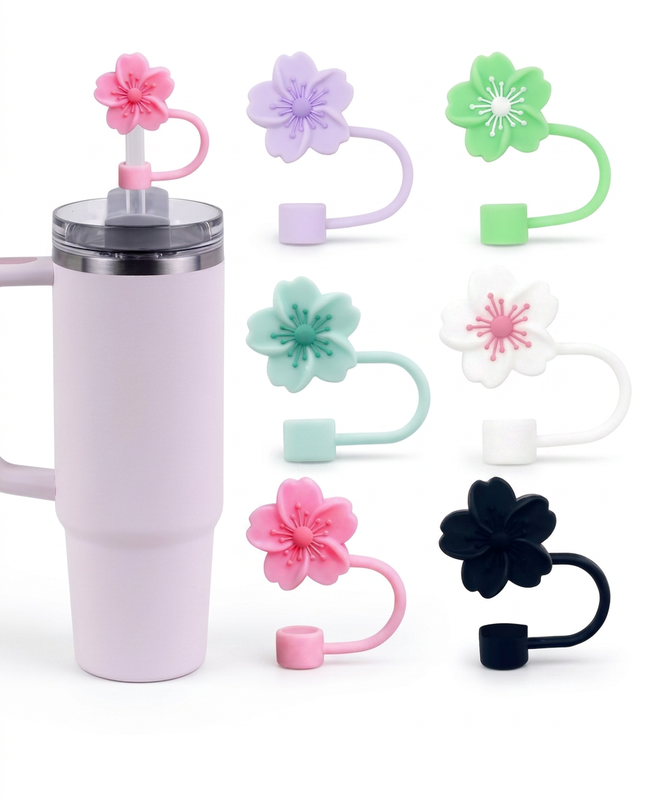 Cherry blossom flower straw toppers from Sippin Pretty